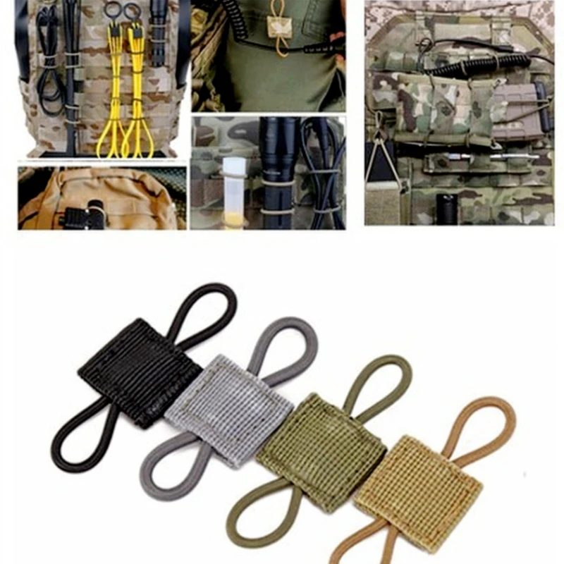 2pcs Tactical MOLLE Elastic Molle Ribbon Buckle Tactical Binding Retainer for Antenna Stick Pipe Elastic Rope Webbing Buckle