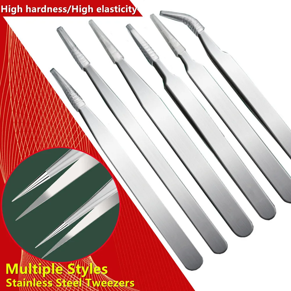 10 قطعة مجموعة ملاقط مع حقيبة الصناعية الإلكترونية ESD الفولاذ المقاوم للصدأ مكافحة ساكنة الدقة الملقط أطقم أدوات إصلاح الهاتف اليدوية #3