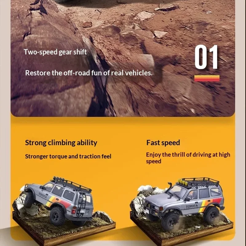 FMS 1/10 FCX Toyota LC80 Off-Road RC Car High/Low Speed Remote Control Official Simulation Model for Rock Climbing