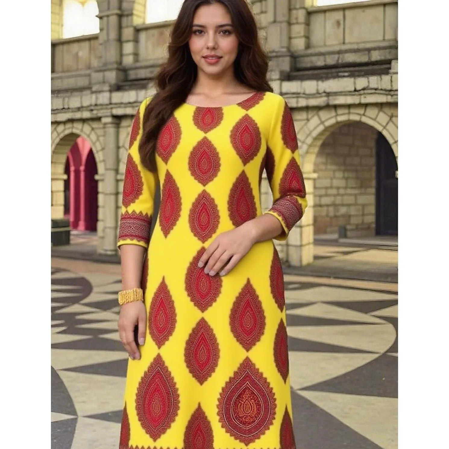 فستان مسلم كورت نسائي عصري بحاشية مستقيمة فستان نسائي على شكل فيل غير رسمي عباية تركية Abito Donna Musulmana #1