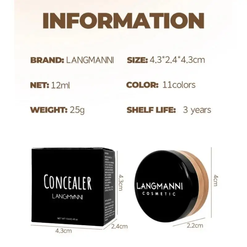 フルカバレッジ液体コンシーラー防水ファンデーションメイクアップベース長期的なクリームくまにきびナチュラルマット