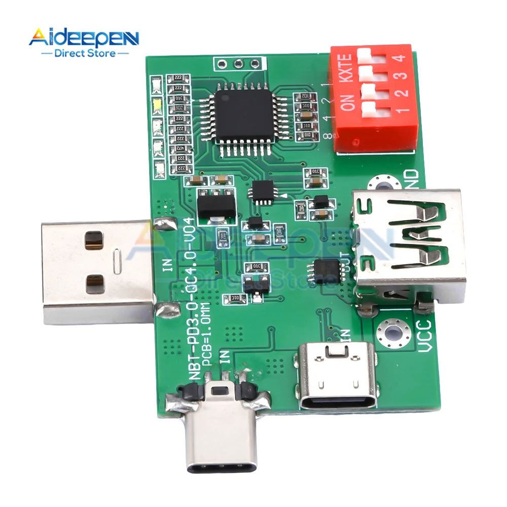 PD/QC3.0 2.0/PPS Deception Fast Charge Trigger Module Aging Board Test Board Adjustable Dial Code USB Type-C 5V 9V 12V 15V 20V