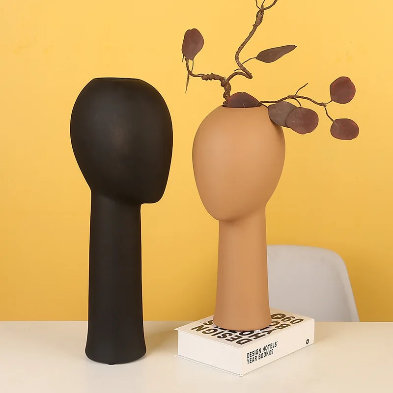Creative Morandi Abstract Ceramic Vase Human Head Vase Flower Arrangement Living Room Decoration Crafts Modern Home Decor Gift