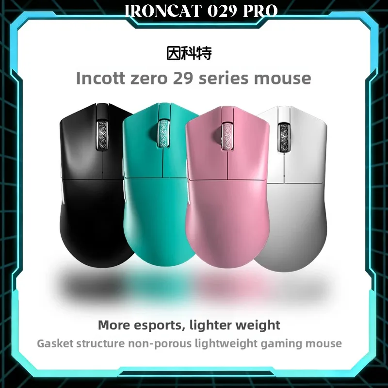 ironcat 029Pro PAW3950 Wireless Gaming Mouse 8K Polling Rate 0.125ms Tri-mode Bluetooth Lightweight Mice for Small Hands Gamer