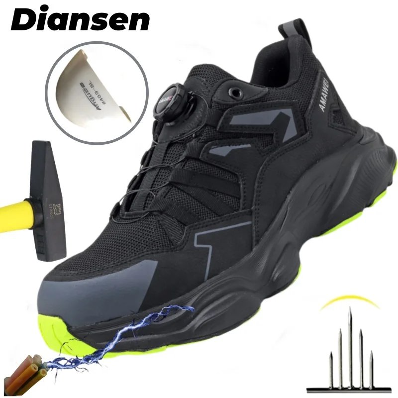 スチールトウ安全靴メンズ、抗パンクアンチスマッシュノンスリップ工業用ワークブーツ、軽量ce新しい作業安全靴