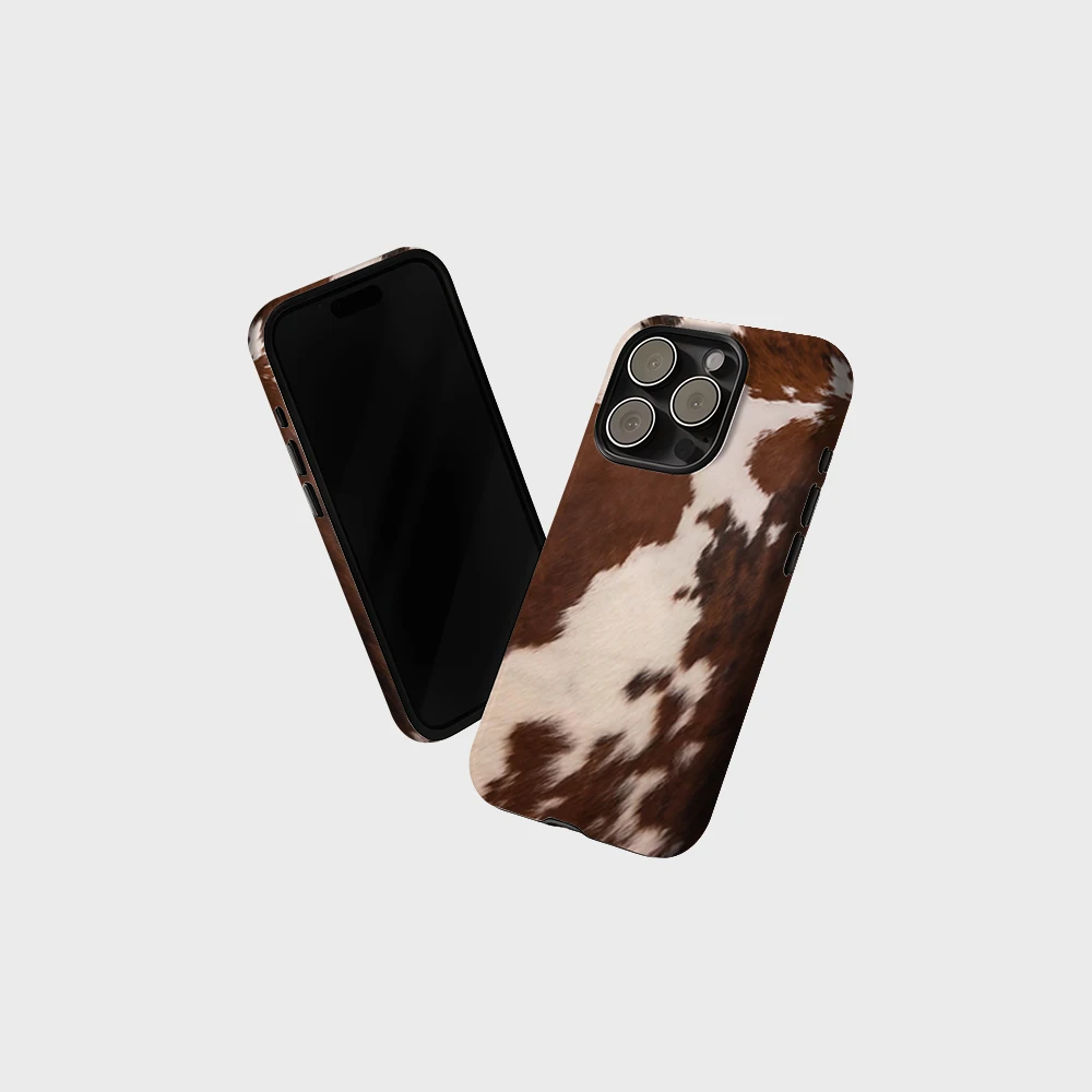 CaseLumi Matte Bumper für MagSafe Hülle für iPhone 17 16 15 14 Plus 13 Pro Max Stoßfeste Harte PC-Hülle Braun & Weiß Rindsleder-Cover – Detail 4