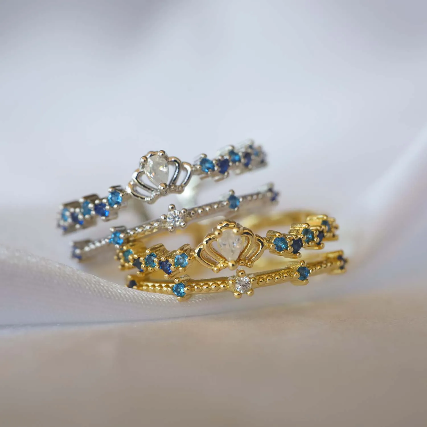 New Marine system Blue Zircon Shell Ocean Opening Ring For Women Trendy Finger Ring Jewelry Party Gifts