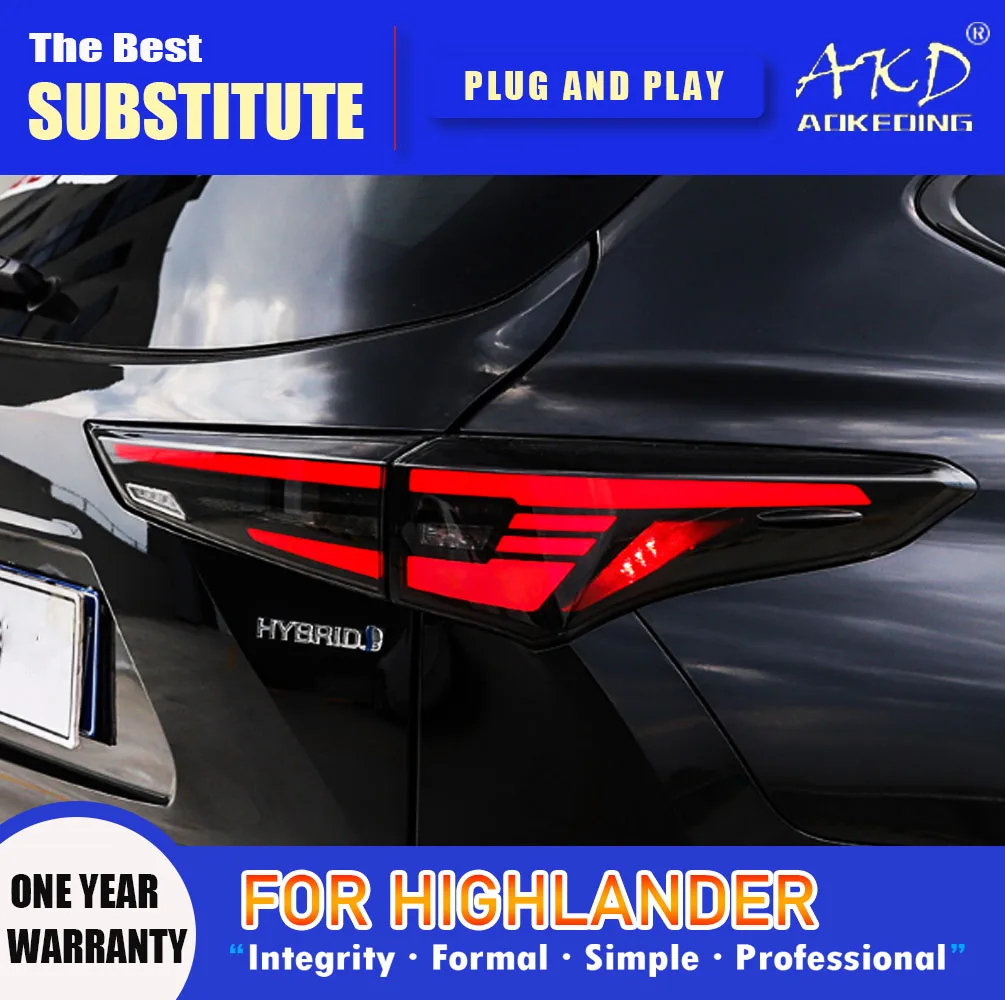 

AKD Tail Lamp for Toyota Highlander LED Tail Light 2021-2022 Kluger Highlander Rear Fog Brake Turn Signal Automotive Accessories