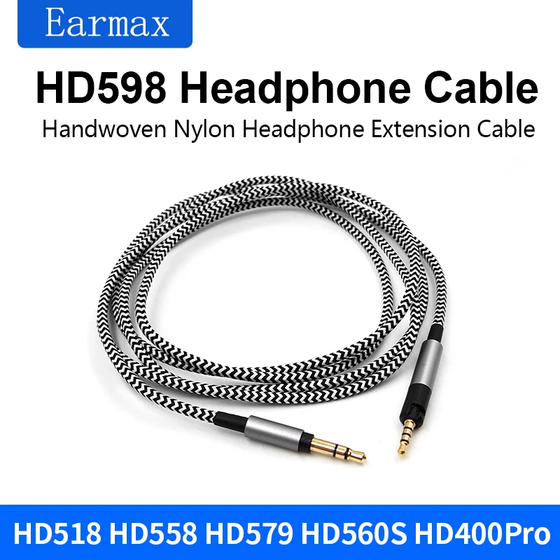 For Sennheiser HD598SE HD599 HD598 HD560S HD2.30 HD400PRO HD598cs M40X M50X M60X M70X  Earphone Replaceable Nylon Braided Cable