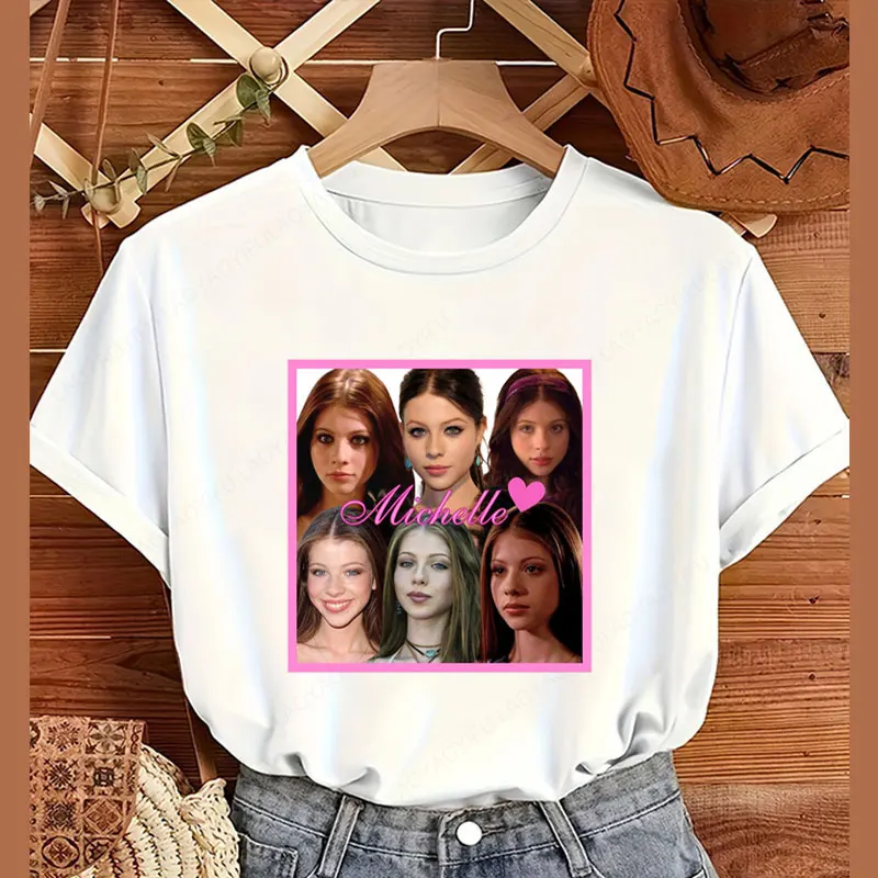 Playeras Michelle Trachtenberg retrato regalo para seguidor Camiseta De algodón De manga corta Ropa De Mujer Ropa clásica con cuello redondo Y2k