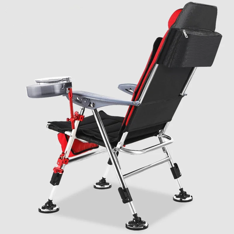 Hot-selling outdoor high-quality portable camping hiking folding retractable fishing chair with fish pole frame