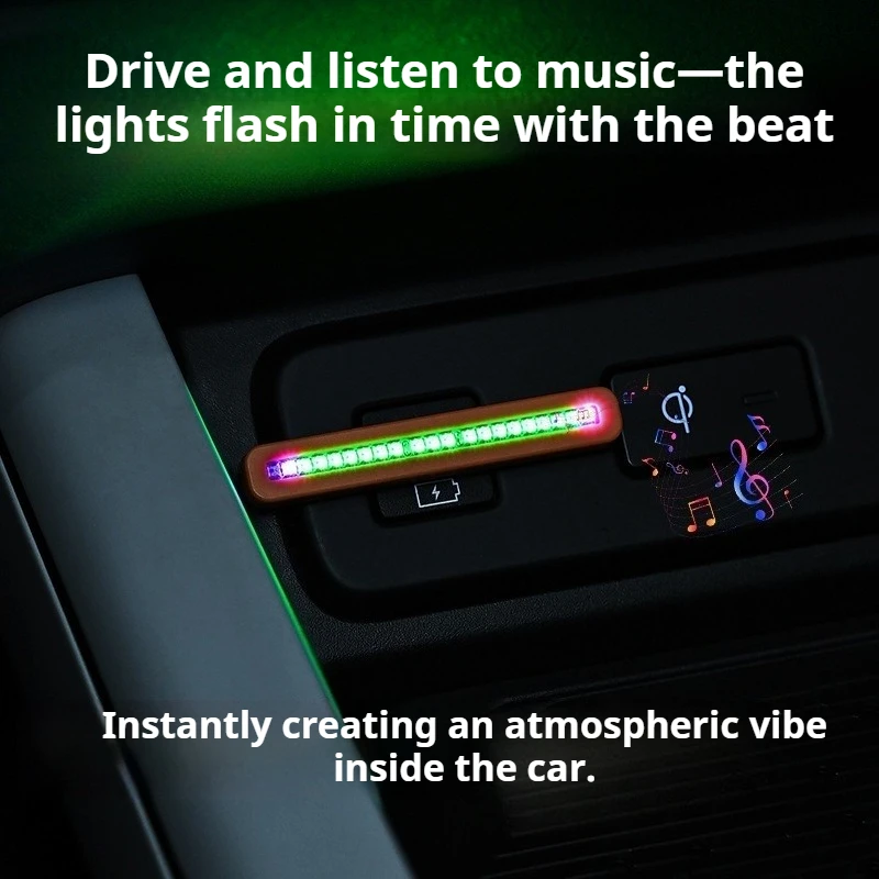 Car Ambient Lighting Type-C Plug Play Voice Control Rhythm Function Colorful LED Lights Vehicle Breathing Light Atmosphere Light
