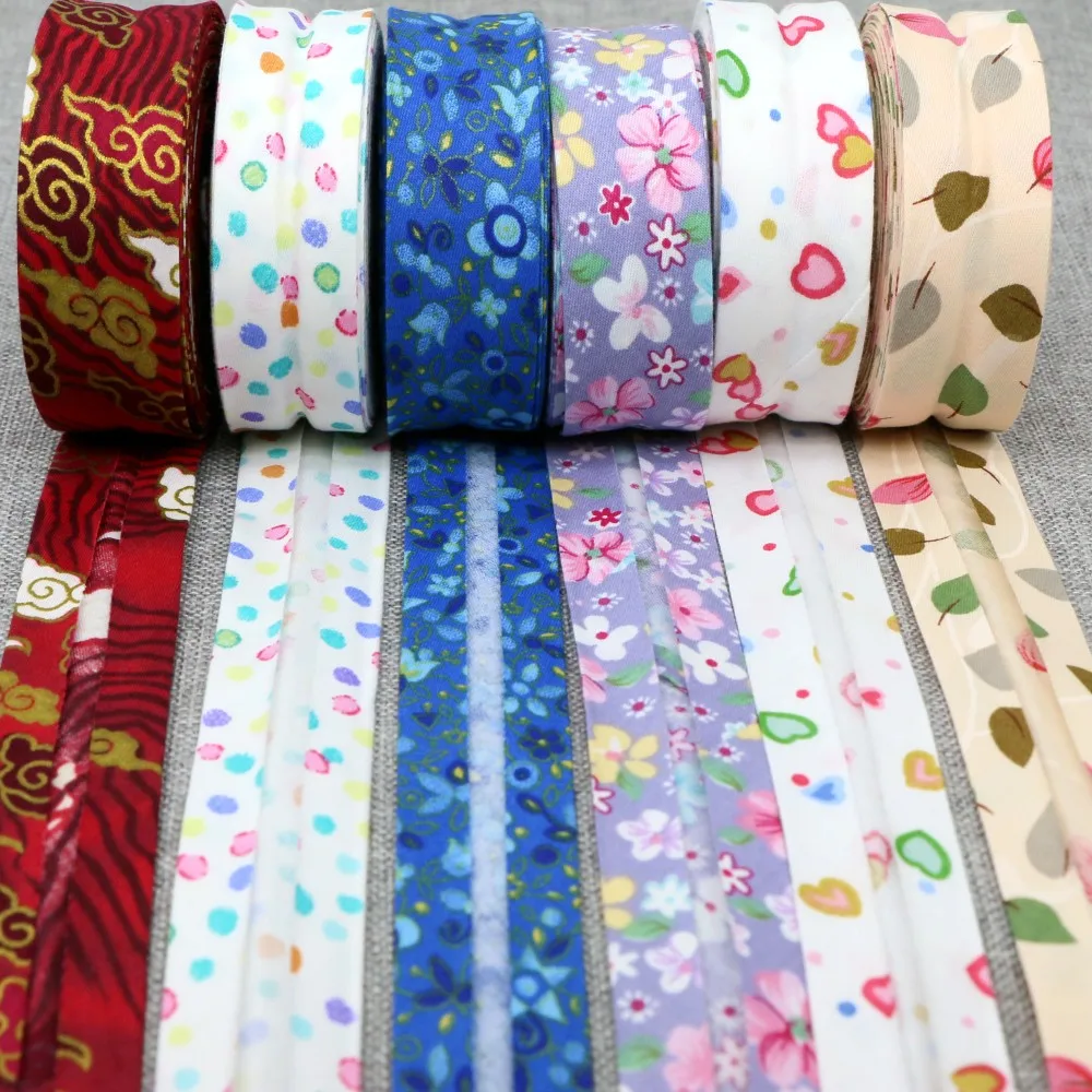 Printed fabric tape, 100% cotton bais tape, 1 inch width, 25mm x 5meters, for sewing, DIY