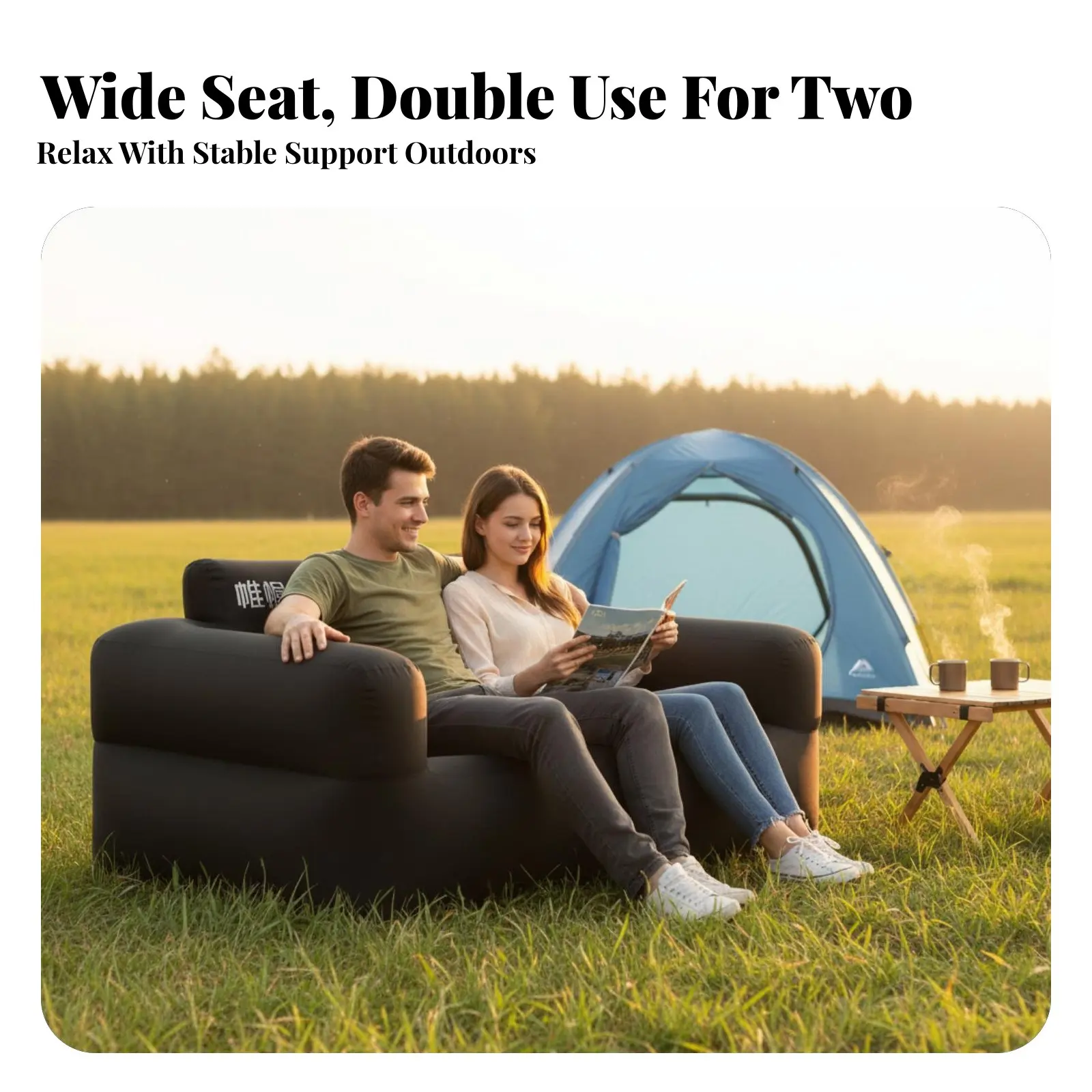 Inflatable Sofa, Double Automatic Air Bed, Outdoor Camping, Lazy Couch, Comfortable, Portable, Easy to Store