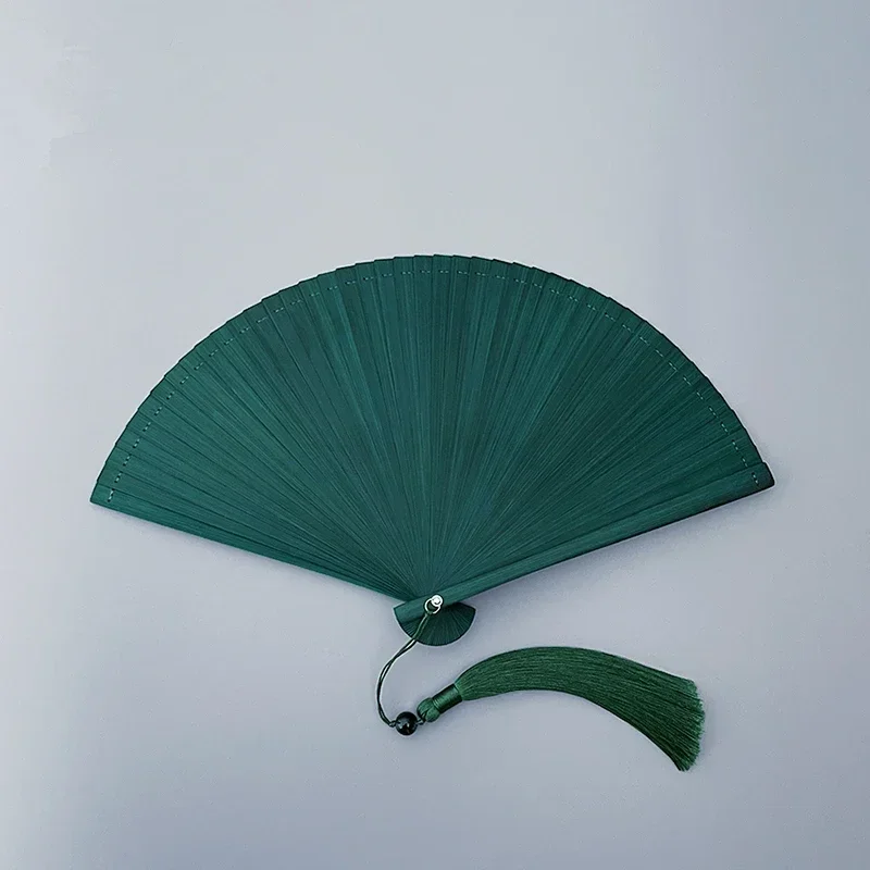 Chinese Bamboo Folding Fan Classical Elegant Handheld Fans Perform Props Solid Color Fan Home Decor Supplies Wedding Souvenir