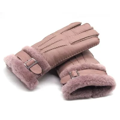 Men‘s Autumn Winter Thicken Warm Natural Wool Fur Leather Glove Male Winter Brand Thicken Warm Fur mitten R2609