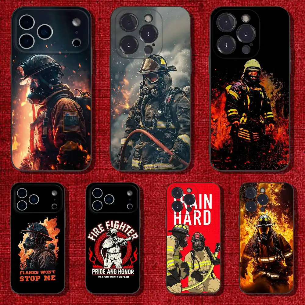 

Firefighter Heroes Phone Case For iPhone 6,17,16,15,14,13,12,11 Plus,Pro Max,XS,X,XR,SE,Mini,8,7,Soft Silicone Black Cover