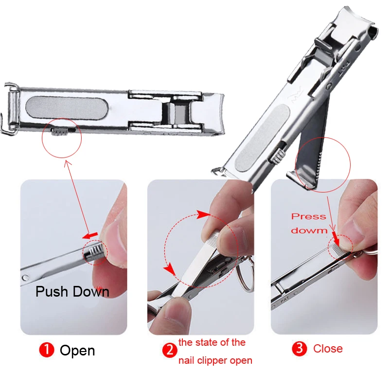 Ultra Thin Nail Clippers Collapsible Portable Travel Fingernail Keychain Scissors Cutter Stainless Steel Manicure Tools Kits