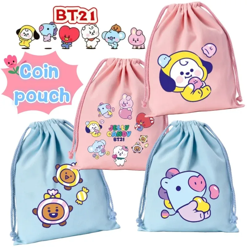 

BT21 koya shooky mang chimmy tata RJ creative personality bundle pocket student portable cute printed drawstring bag storage bag