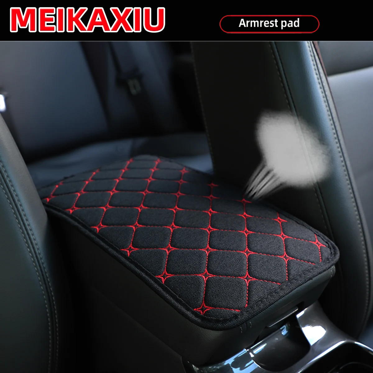 Four Seasons General Motors Armrest 12.6X7.5 Inches Summer Linen Fabric Breathable Embroidered Car Interiors for Women