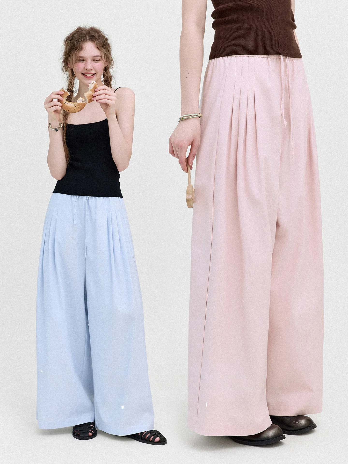 High Waist Wide Leg Linen Mix Casual Pants Loose Fit Women's Straight Leg Trousers Summer Commute Style Pure Color British Fa...