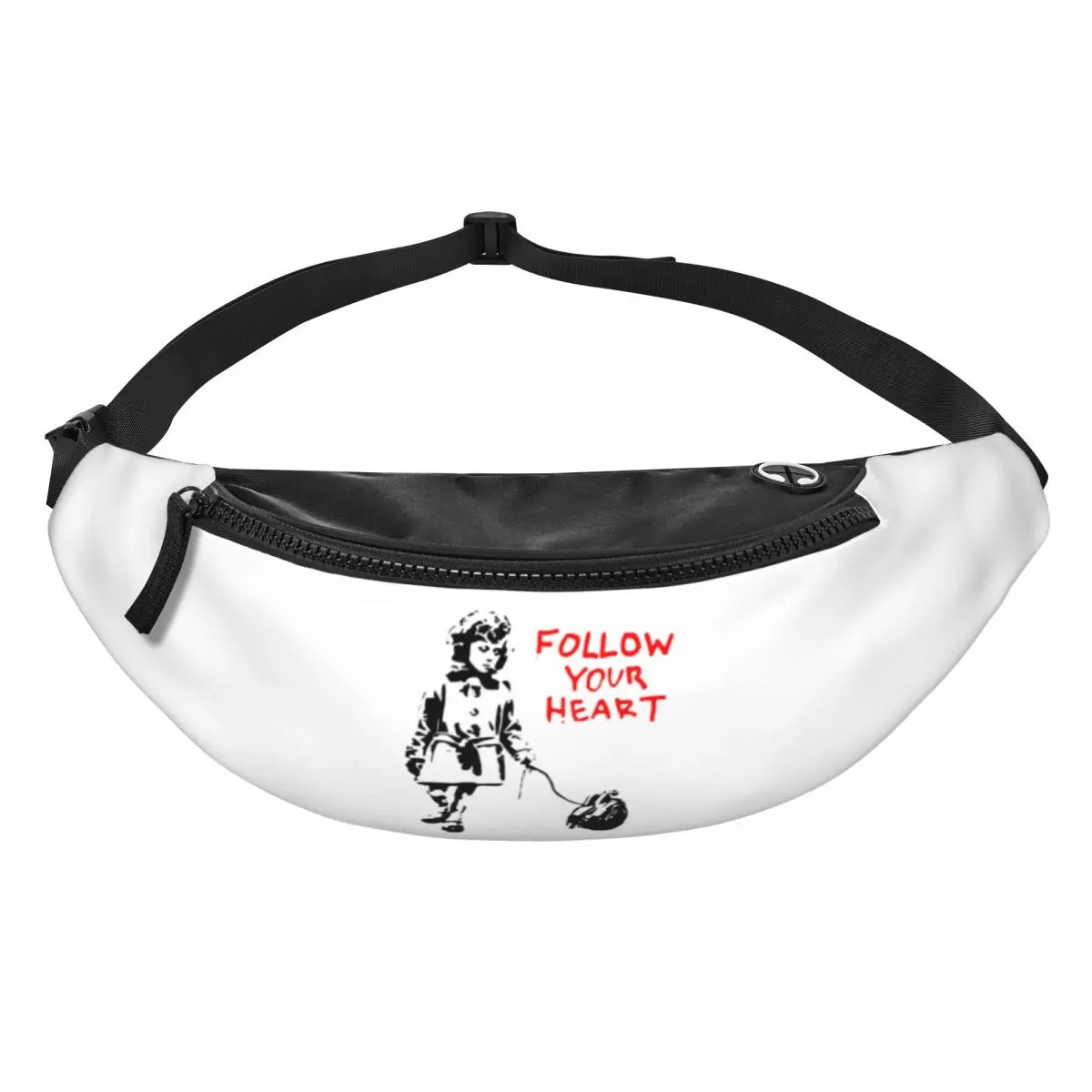 Fashion Banksy Follow Your Heart Fanny Pack Women Men Street Pop Art Crossbody Waist Bag for Camping Biking Phone Money Pouch