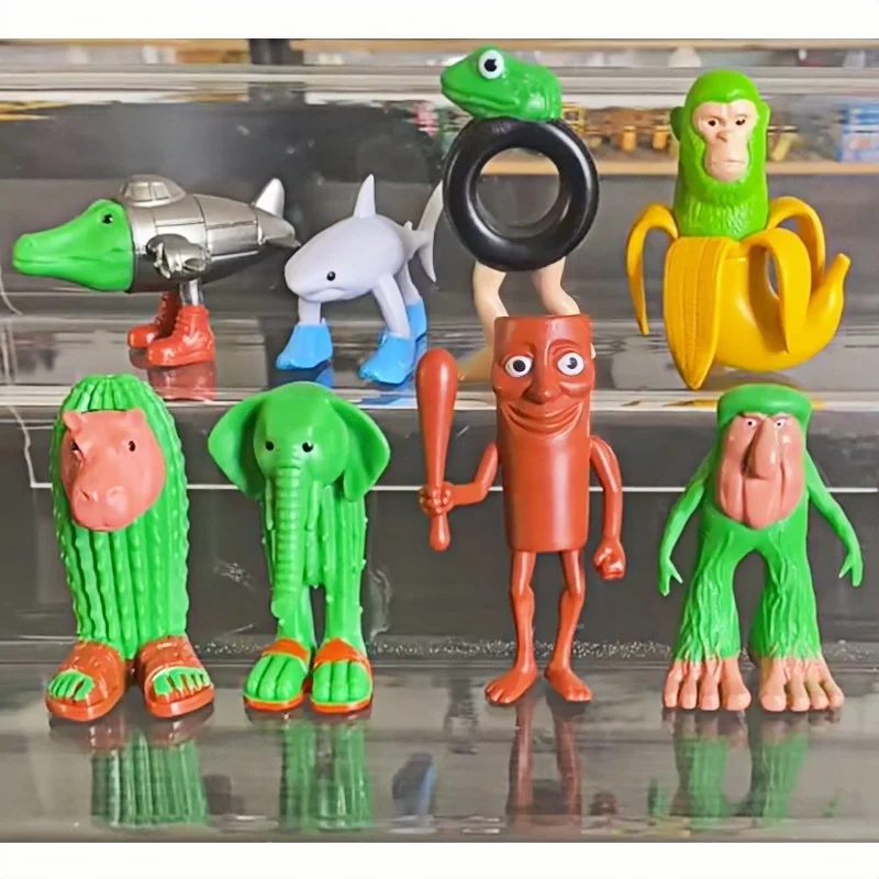

8pcs Tralalero Shark Figure Toy Keychain - Tung Tung Sahur Character Collectible Blind Box Gift For Kids Action Toy Figures
