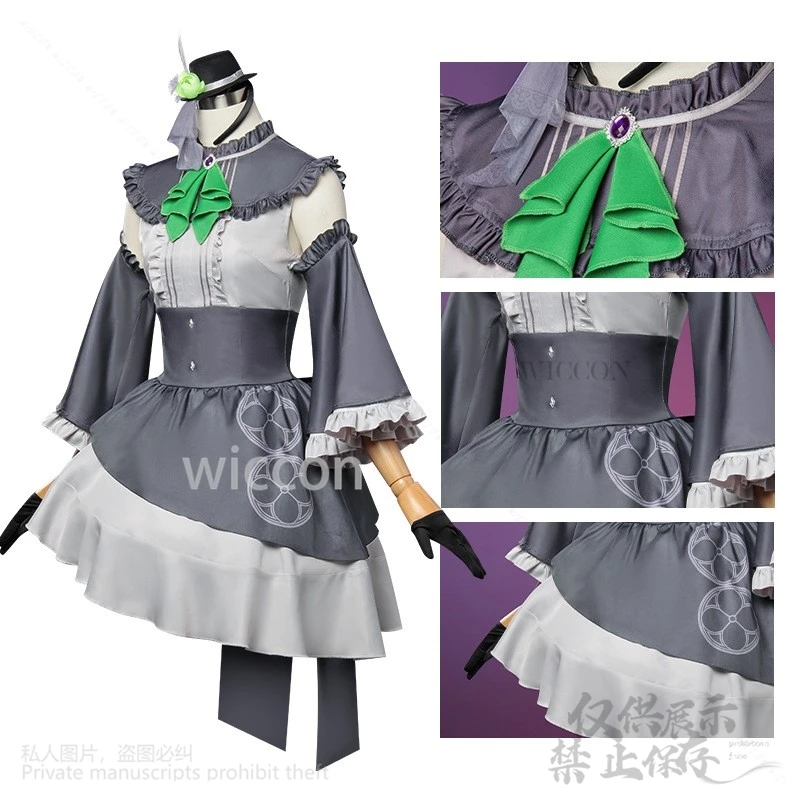 애니메이션 게임 블루 아카이브 코스프레 우타즈미 사쿠라코 코스튬 그레이 원피스 로리타 가발, 여자 크리스마스 할로윈 맞춤형