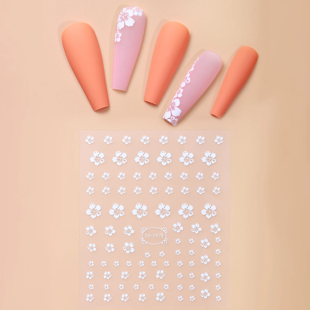 

1pcs White Flower Nail Stickers Cherry Blossom Nail Art Decals Adhesive Nail Stickers for Elegant Wedding Bride Manicure Decor