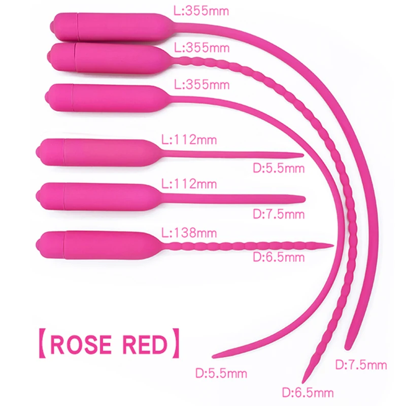 Urethral Sounding Vibrators 5.5-7.5mm Silicone Penis Plug Urethal Sound Vibration Masturbators For Men Urethra Insertion Toys