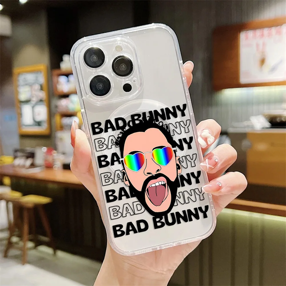 NEW Singer Bad BunnyS Magnetic Phone Case for Samsung Galaxy S25 S24 S23 S22 S21 S20 FE Edge Plus Ultra 5G Soft Clear TPU Cover