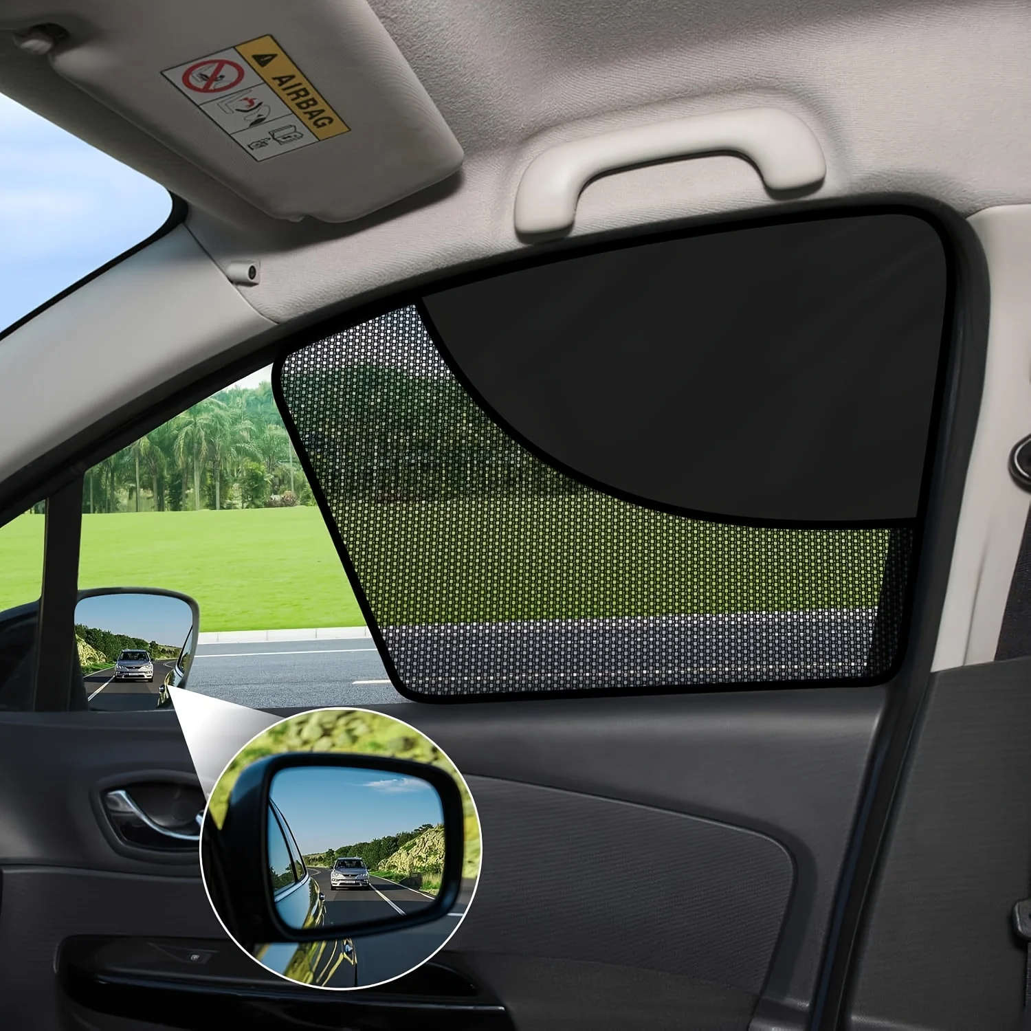 2-Pack Black Magnetic Car Sunshades - UV Protection and Heat Insulation Curtains, Suitable for Cars