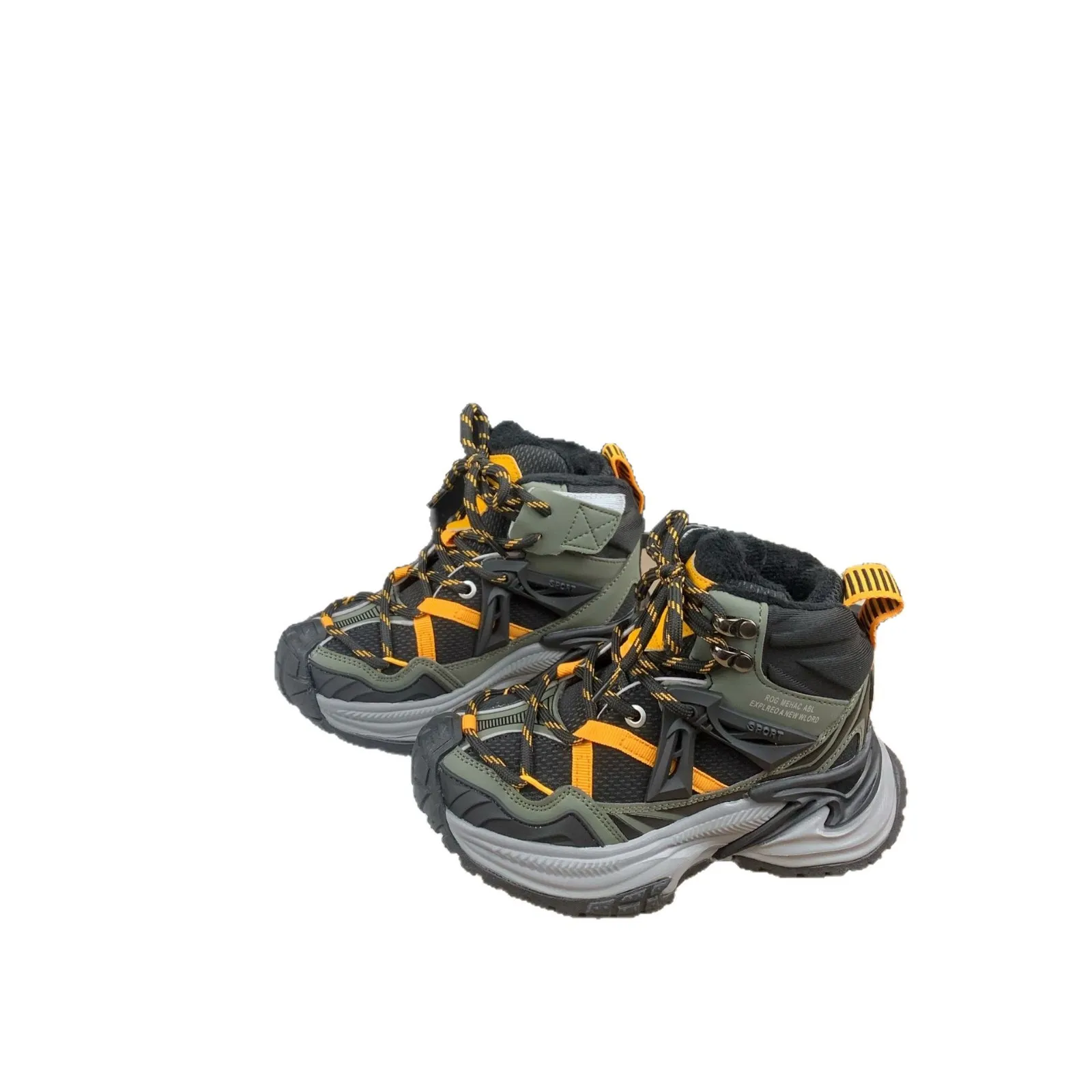 

New Winter Children's Boys Girls High-top Thickened Warm Sports Shoes Kid Toddler Fashionable Versatile Fleece-lined Dad Shoes