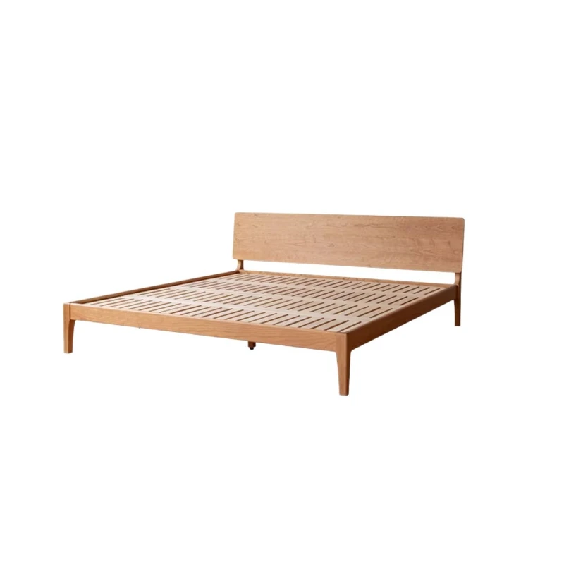 Solid wood bed Cherry wood 1.5m Nordic Japanese 1.8 meters Master bedroom bed Small apartment bed
