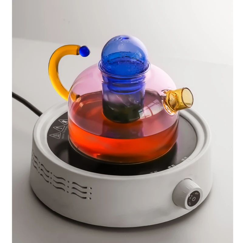 Color Contrast High Temperature Resistant Glass Tea Water Separation and Filtration Small Teapot Home Cooking Teapot