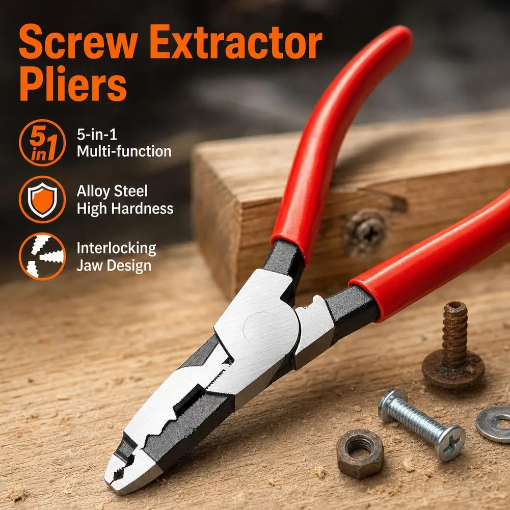 Multi-Function Screw Extractor Pliers Removes Broken Rusted  Stripped Screws/Bolts Heavy-Duty Repair Tool