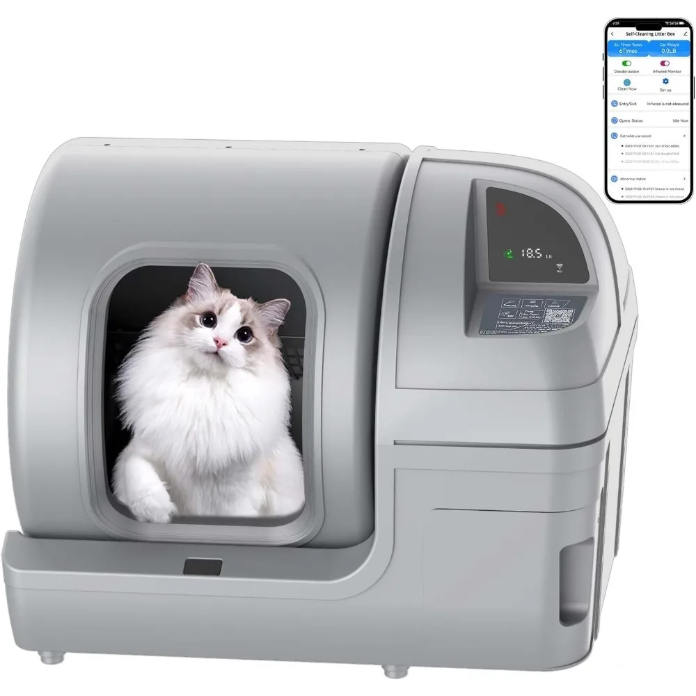 

Cat Litter Box Self Cleaning 100L Extra Large Cat Litter Box with APP Control(2.4G/5G Wi-Fi) & Safe Alert & Smart Heal