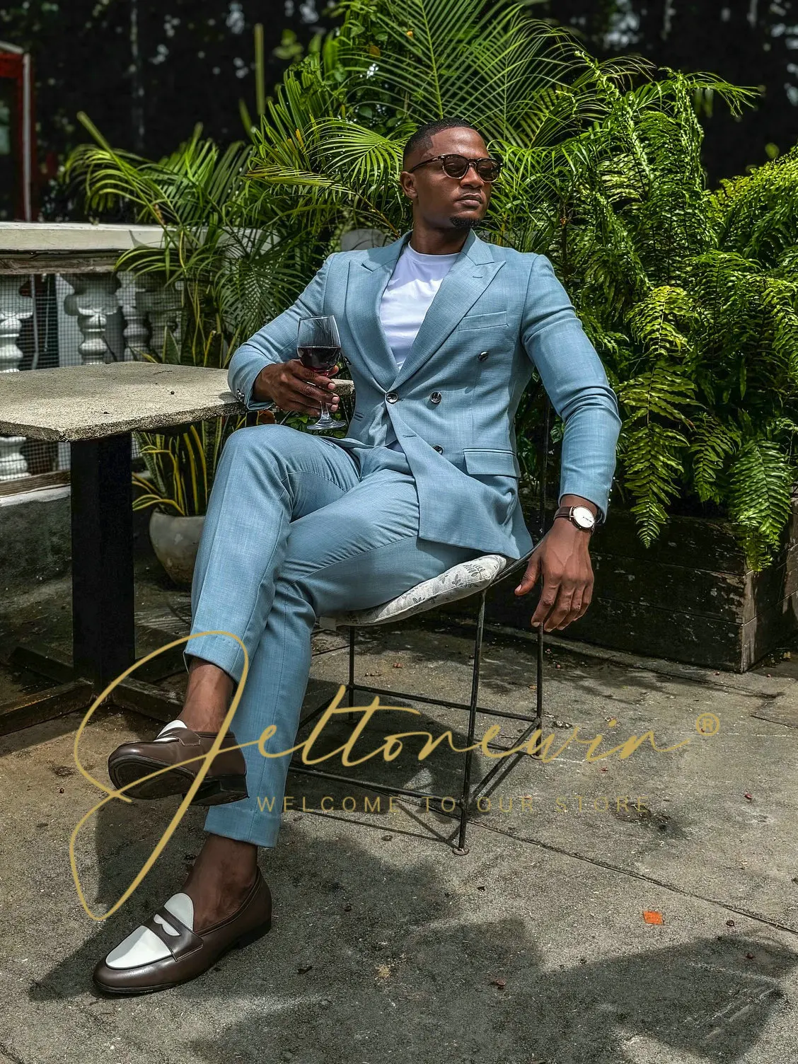 

Men's Double Breasted Suit Two Piece Set Slim Fit Formal Wear for Wedding Groomsmen Party Event Business Occasion Blazer Pant