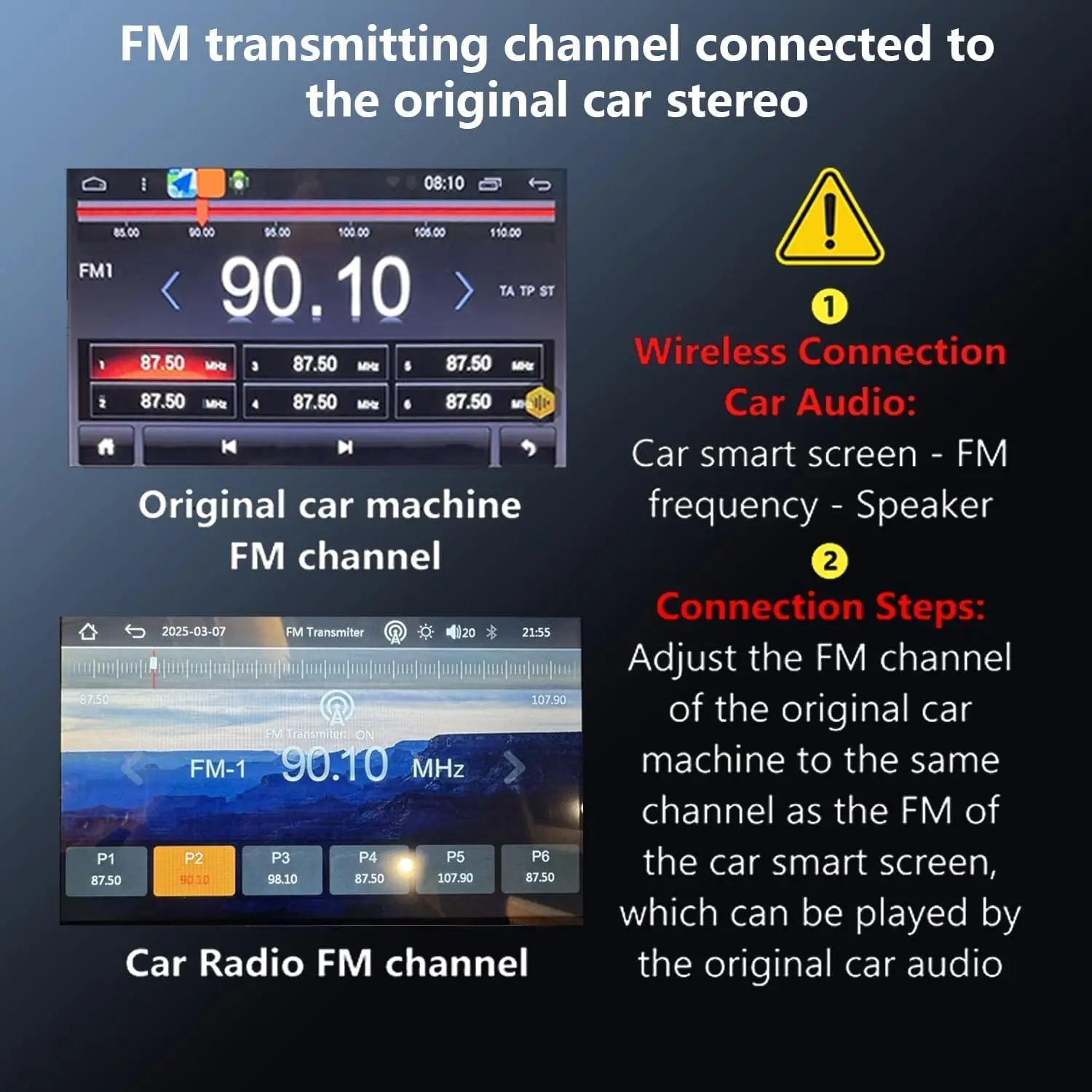 Портативный 7-дюймовый беспроводной сенсорный экран HD CarPlay/Android Auto с Bluetooth FM MirrorLink