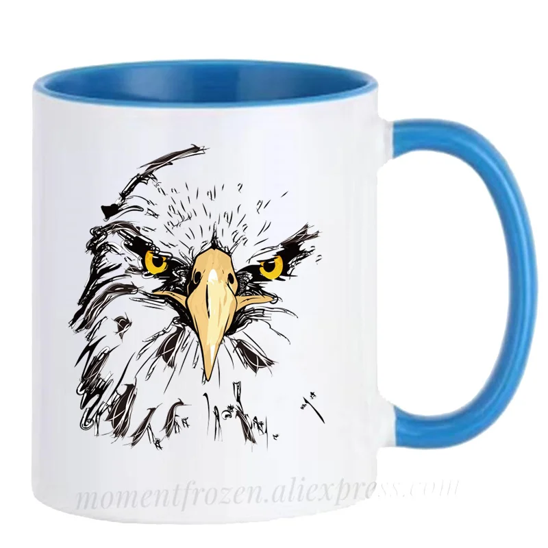 Watercolor Eagle Mugs Handle Tea Coffee Cups Creative Milk Drinkware Personality Morph Coffeeware Home Decor Birthday Gifts