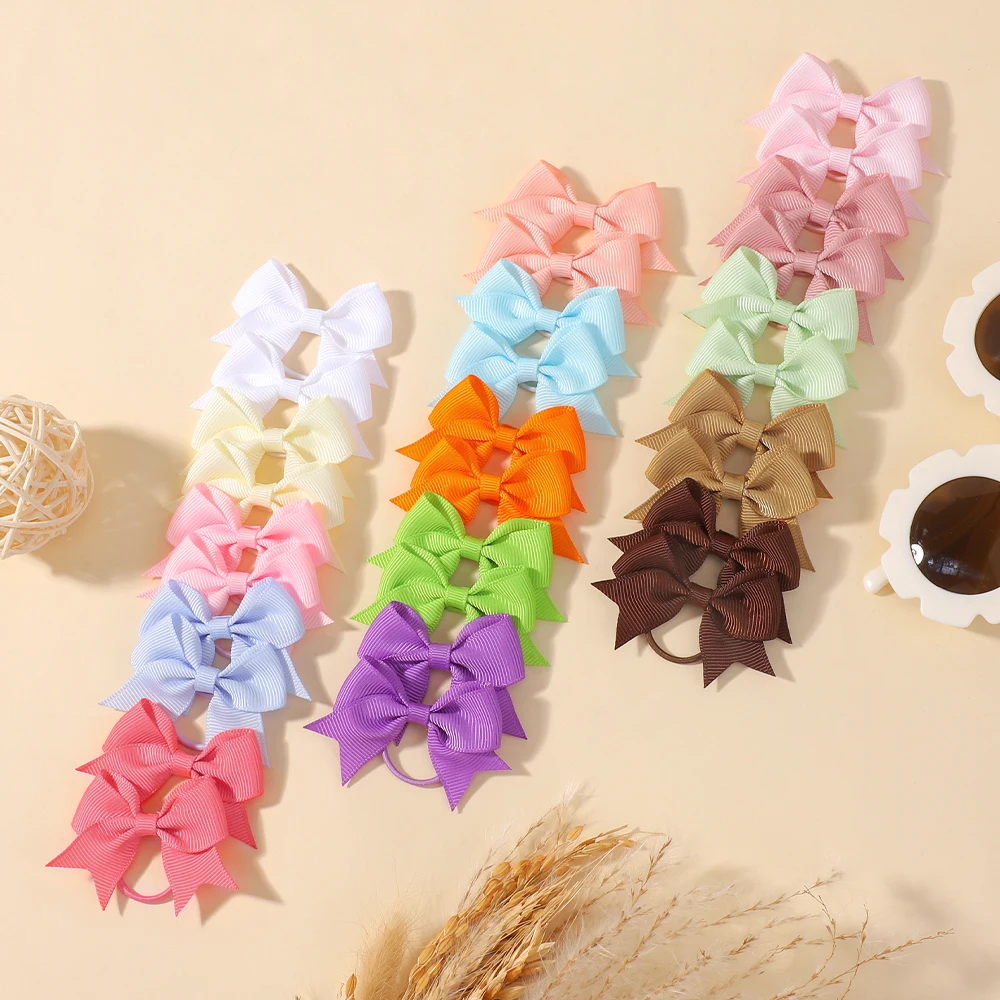 

20Pcs Baby Girls Hair Accessories Set Lovely Bowknot Rubber Bands 2.12'' Elastic Grosgrain Ribbon Bows for Girls