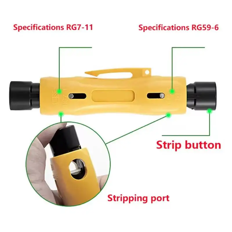 

1PC RF Coaxial Cable RG59 RG6 RG7-11 Wire Stripper Coaxial Cable Simple Wire Stripper Stripper Tool High-Quality ABS Material