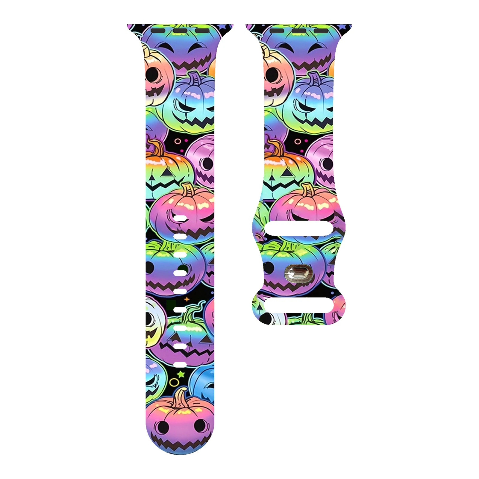 

Colored Pumpkin Halloween for Apple Watch 10 9 8 7 Silicone Band Replacable Bracelet for iWatch 46mm 42mm 41mm 40mm Watchband