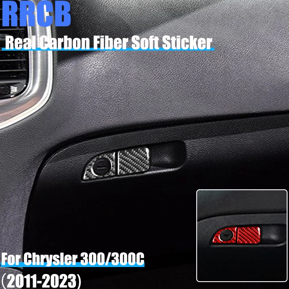 

Real Carbon Fiber Car Accessories Glove Storage Decorative Interior Trim Cover Soft Sticker For Chrysler 300 300C 2011-2023