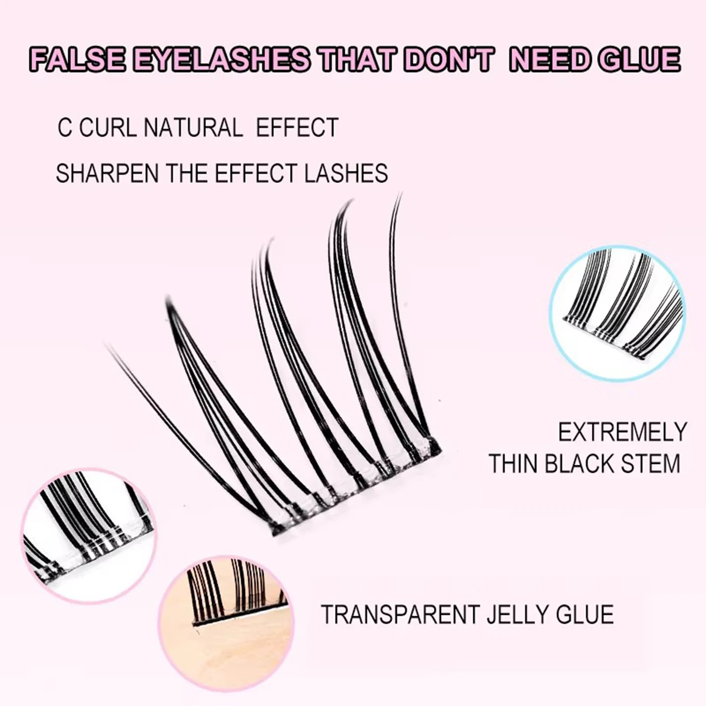 [ACENo necesita pegamento para pestañas postizas] Kit de extensión de pestañas cómodas de 60 grupos, pestañas postizas de Manga Natural para principiantes
