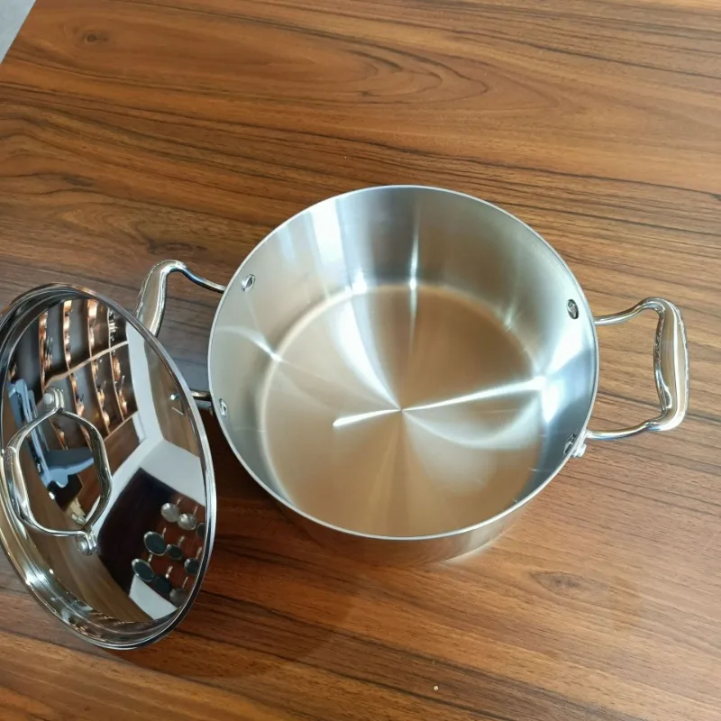 Stainless steel deep soup pot, electroplating gold, large capacity soup pot, uncoated, non-sticking pot, soup boiling porridge s