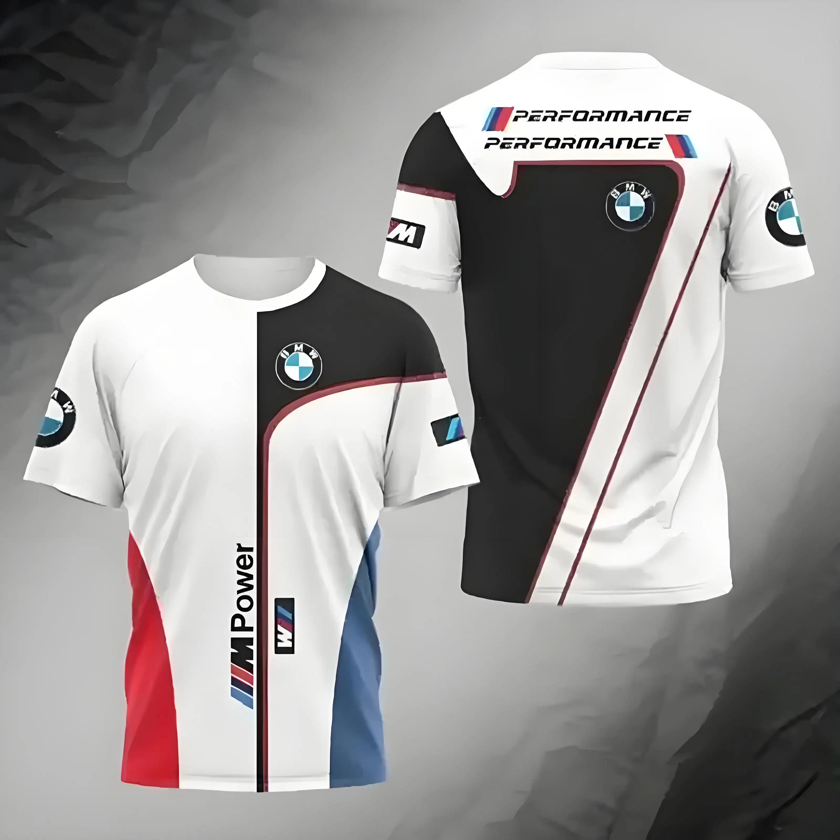 2025 جديد الربيع والصيف BMW تي شيرتات قصيرة الاكمام عادية وعصرية للرجال BMW ثلاثية الأبعاد مطبوعة وسيم بأكمام قصيرة #6