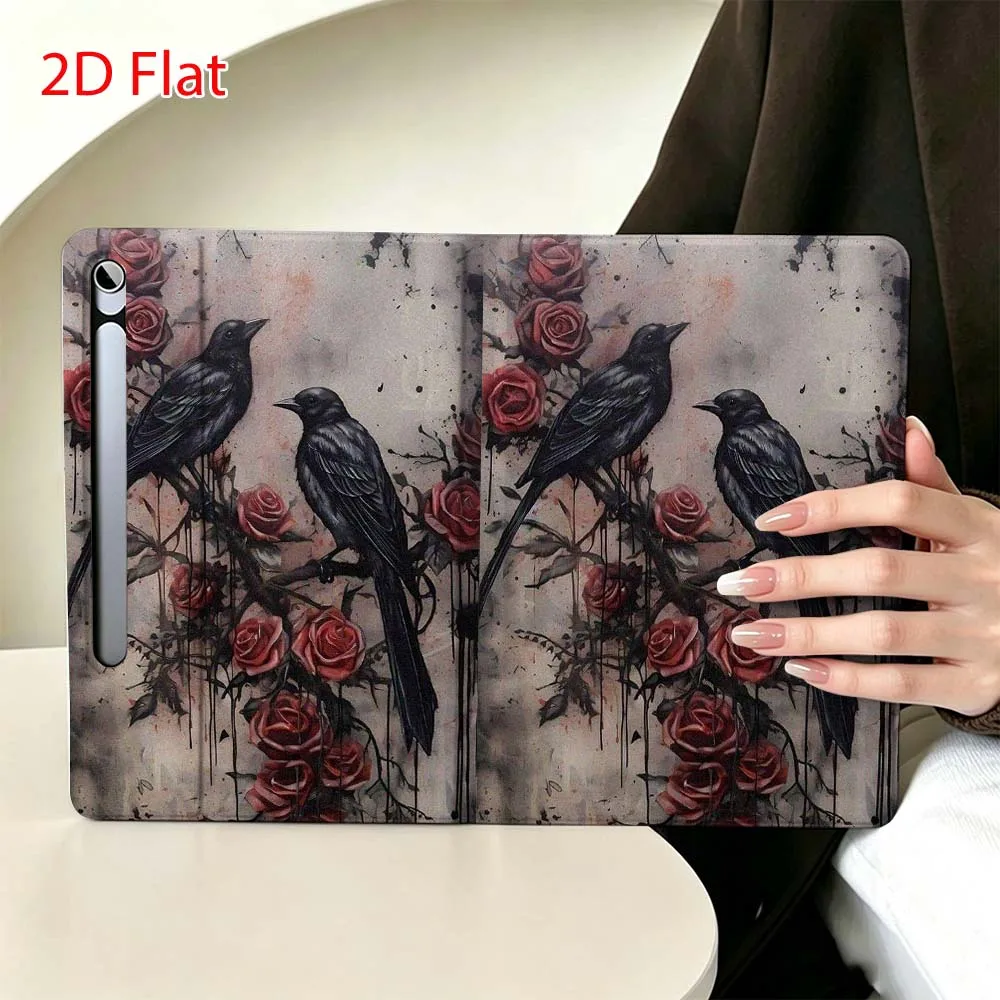 Popular crow pattern For Samsung Galaxy Tab S11 S10 S9 S8 S7 S6 A9 A8 A11 Lite FE Plus Pen Tray Tablet Case Soft