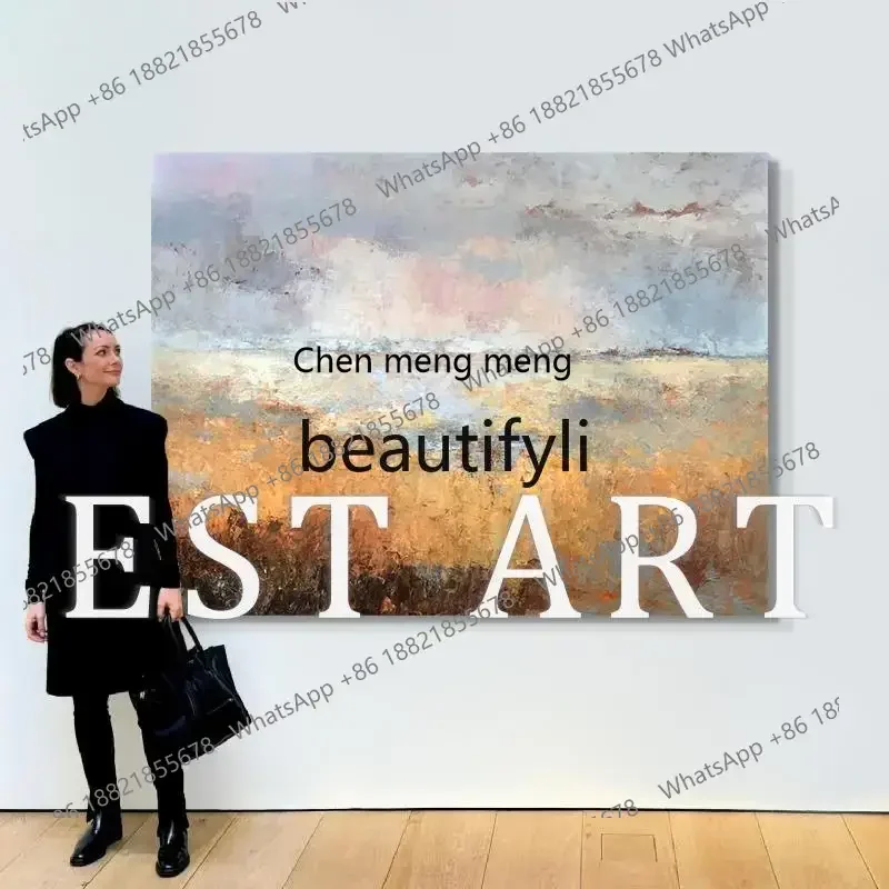 D178  Advanced bedroom hand-painted oil painting, custom living room background wall landscape hanging painting