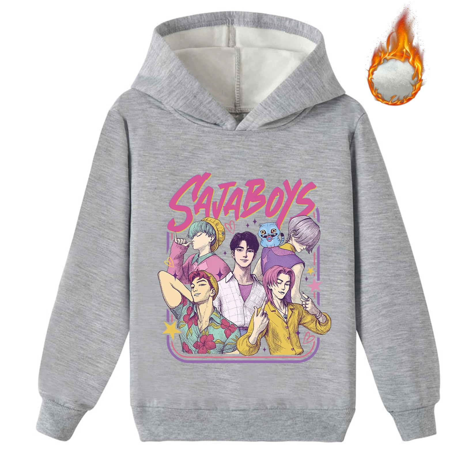 Sweat-shirt à capuche unisexe pour enfants, Kpop Demon Hunters, hauts chauds à manches longues, sweat-shirt d'hiver à capuche pour 2-14 ans
